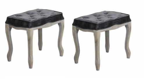 SET 2 SGABELLI MARLY IN ECOPELLE VINTAGE 50 X 36 X H47 CM DI COLORE GRIGIO