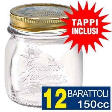 12 BARATTOLI 150CC QUATTRO STAGIONI BORMIOLI VASO PER CONSERVE CON 12 TAPPI INCLUSI