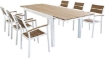 SET TAVOLO CAYMAN ALLUNGABILE CON 6 POLTRONE IN TEAK BIANCO E NATURALE