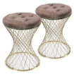 SET 2 SGABELLI LISBONA IN METALLO CON SEDUTA IMBOTTITA Ø 35 X 47 CM MARRONE