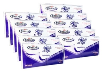 10 CONFEZIONI MAURY'S MAXI SCORTA TOVAGLIOLI 2 VELI 140 PZ SUPER SOFT BIANCHI 