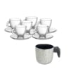 MA MAISON SET 6 TAZZINE TRASPARENTI + BOLLI LATTE 10 CM SPESSORE 1,50 MM ANTIADERENTE E ANTIGRAFFIO IN ALLUMINIO 