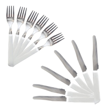MAURY'S FORCHETTE E COLTELLI DA TAVOLA IN SET DA 12 PEZZI DI COLORE BIANCO