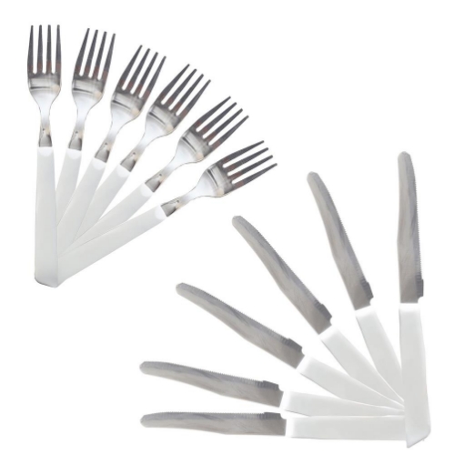 MAURY'S FORCHETTE E COLTELLI DA TAVOLA IN SET DA 12 PEZZI DI COLORE BIANCO