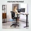 SEDIA GIREVOLE CON ANELLO POGGIAPIEDI E SCHIENALE RICURVO IN POLIESTERE SCHIUMA E PLASTICA 55X58X94 CM NERO