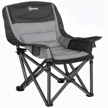 SEDIA DA CAMPEGGIO PIEGHEVOLE CON 2 PORTABICCHIERI E TASCHE LATERALI 99X71X103 CM GRIGIO E NERO