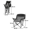 SEDIA DA CAMPEGGIO PIEGHEVOLE CON 2 PORTABICCHIERI E TASCHE LATERALI 99X71X103 CM GRIGIO E NERO