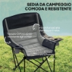SEDIA DA CAMPEGGIO PIEGHEVOLE CON 2 PORTABICCHIERI E TASCHE LATERALI 99X71X103 CM GRIGIO E NERO