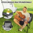 SEDIA DA CAMPEGGIO PIEGHEVOLE CON 2 PORTABICCHIERI E TASCHE LATERALI 99X71X103 CM GRIGIO E NERO