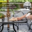 TAVOLO DA GIARDINO QUADRATO A 4 POSTI CON PIANO IN VETRO E FORO PER OMBRELLONE Ø 54 MM NERO