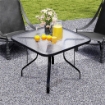 TAVOLO DA GIARDINO QUADRATO A 4 POSTI CON PIANO IN VETRO E FORO PER OMBRELLONE Ø 54 MM NERO