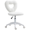 SEDIA DA UFFICIO IMBOTTITA CON SCHIENALE A CUORE E ROTELLE IN VELLUTO TEDDY E PLASTICA 45X56X78-88 CM BIANCO