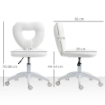 SEDIA DA UFFICIO IMBOTTITA CON SCHIENALE A CUORE E ROTELLE IN VELLUTO TEDDY E PLASTICA 45X56X78-88 CM BIANCO