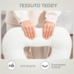 SEDIA DA UFFICIO IMBOTTITA CON SCHIENALE A CUORE E ROTELLE IN VELLUTO TEDDY E PLASTICA 45X56X78-88 CM BIANCO