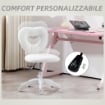 SEDIA DA UFFICIO IMBOTTITA CON SCHIENALE A CUORE E ROTELLE IN VELLUTO TEDDY E PLASTICA 45X56X78-88 CM BIANCO