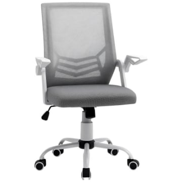 SEDIA DA UFFICIO ERGONOMICA CON BRACCIOLI E SUPPORTO LOMBARE, IN TESSUTO EFFETTO LINO, 62.5X55X94-104 CM, GRIGIA