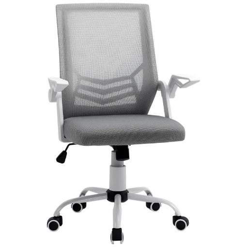 SEDIA DA UFFICIO ERGONOMICA CON BRACCIOLI E SUPPORTO LOMBARE, IN TESSUTO EFFETTO LINO, 62.5X55X94-104 CM, GRIGIA