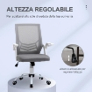 SEDIA DA UFFICIO ERGONOMICA CON BRACCIOLI E SUPPORTO LOMBARE, IN TESSUTO EFFETTO LINO, 62.5X55X94-104 CM, GRIGIA