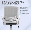 SEDIA DA UFFICIO ERGONOMICA CON BRACCIOLI E SUPPORTO LOMBARE, IN TESSUTO EFFETTO LINO, 62.5X55X94-104 CM, GRIGIA