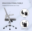 SEDIA DA UFFICIO ERGONOMICA CON BRACCIOLI E SUPPORTO LOMBARE, IN TESSUTO EFFETTO LINO, 62.5X55X94-104 CM, GRIGIA