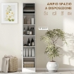 MOBILE COLONNA BAGNO IN LEGNO A 5 RIPIANI CON ANTA A SPECCHIO APRIBILE, 32X28X162 CM, BIANCO