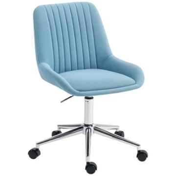 SEDIA PER SCRIVANIA AD ALTEZZA REGOLABILE CON 5 ROTELLE, IN SILICONE PU, SCHIUMA E ACCIAIO, 52X58X80-90 CM, BLU