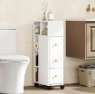 MOBILETTO BAGNO SALVASPAZIO CON RUOTE, 3 CASSETTI E 5 VANI CON RIPIANI REGOLABILI, 20X40X80 CM, BIANCO