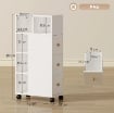 MOBILETTO BAGNO SALVASPAZIO CON RUOTE, 3 CASSETTI E 5 VANI CON RIPIANI REGOLABILI, 20X40X80 CM, BIANCO