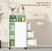 MOBILETTO BAGNO SALVASPAZIO CON RUOTE, 3 CASSETTI E 5 VANI CON RIPIANI REGOLABILI, 20X40X80 CM, BIANCO