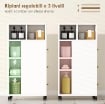 MOBILETTO BAGNO SALVASPAZIO CON RUOTE, 3 CASSETTI E 5 VANI CON RIPIANI REGOLABILI, 20X40X80 CM, BIANCO