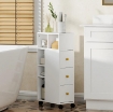 MOBILETTO BAGNO SALVASPAZIO CON RUOTE, 3 CASSETTI E 5 VANI CON RIPIANI REGOLABILI, 20X40X80 CM, BIANCO