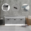 PANCA SCARPIERA IN LEGNO CON 3 CASSETTI E SEDUTA IN TESSUTO PER 3 PAIA DI SCARPE 105X35X47 CM BIANCO