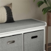 PANCA SCARPIERA IN LEGNO CON 3 CASSETTI E SEDUTA IN TESSUTO PER 3 PAIA DI SCARPE 105X35X47 CM BIANCO