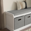 PANCA SCARPIERA IN LEGNO CON 3 CASSETTI E SEDUTA IN TESSUTO PER 3 PAIA DI SCARPE 105X35X47 CM BIANCO