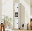 MOBILE ALTO BAGNO CON 2 RIPIANI APERTI E 2 ARMADIETTI CON SCAFFALI REGOLABILI, IN LEGNO, 30X30X170 CM, BIANCO