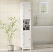 MOBILE ALTO BAGNO CON 2 RIPIANI APERTI E 2 ARMADIETTI CON SCAFFALI REGOLABILI, IN LEGNO, 30X30X170 CM, BIANCO