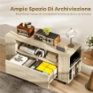 MOBILE PORTA TV DA 42" CON RUOTE GIREVOLI E FRENO, RIPIANI REGOLABILI E CASSETTI, 102X34.5X48.5 CM, LEGNO