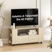 MOBILE PORTA TV DA 42" CON RUOTE GIREVOLI E FRENO, RIPIANI REGOLABILI E CASSETTI, 102X34.5X48.5 CM, LEGNO