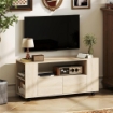 MOBILE PORTA TV DA 42" CON RUOTE GIREVOLI E FRENO, RIPIANI REGOLABILI E CASSETTI, 102X34.5X48.5 CM, LEGNO