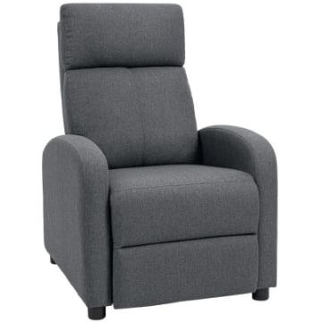 POLTRONA RELAX IMBOTTITA E RECLINABILE A 135¦ E POGGIAPIEDI IN TESSUTO, 69X87X100.5 CM, GRIGIO