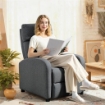 POLTRONA RELAX IMBOTTITA E RECLINABILE A 135¦ E POGGIAPIEDI IN TESSUTO, 69X87X100.5 CM, GRIGIO