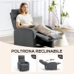 POLTRONA RELAX IMBOTTITA E RECLINABILE A 135¦ E POGGIAPIEDI IN TESSUTO, 69X87X100.5 CM, GRIGIO