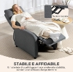 POLTRONA RELAX IMBOTTITA E RECLINABILE A 135¦ E POGGIAPIEDI IN TESSUTO, 69X87X100.5 CM, GRIGIO