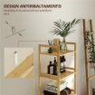 SCAFFALE BAGNO A 5 RIPIANI REGOLABILI IN ALTEZZA IN BAMBÙ 43.5X31.5X142 CM LEGNO NATURALE