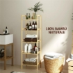 SCAFFALE BAGNO A 5 RIPIANI REGOLABILI IN ALTEZZA IN BAMBÙ 43.5X31.5X142 CM LEGNO NATURALE