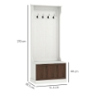 MOBILE APPENDIABITI 3 IN 1 CON 4 GANCI E PANCA CONTENITORE IN LEGNO 71.5X39.5X170 CM BIANCO
