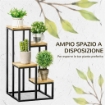 SCAFFALE PER PIANTE A 4 LIVELLI IN METALLO E LEGNO PER INTERNI ED ESTERNI 34X34X66 CM