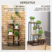 SCAFFALE PER PIANTE A 4 LIVELLI IN METALLO E LEGNO PER INTERNI ED ESTERNI 34X34X66 CM