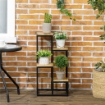 SCAFFALE PER PIANTE A 4 LIVELLI IN METALLO E LEGNO PER INTERNI ED ESTERNI 34X34X66 CM