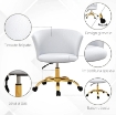 Sedia da Ufficio Regolabile in Altezza con Seduta Girevole e Rivestimento in Velluto Teddy, Bianco e Oro